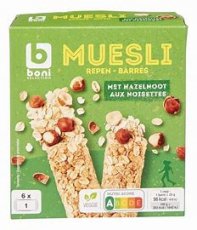 Boni - Muesli Reep Hazelnoot - 6x25 Gram